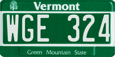 VT license plate WGE324