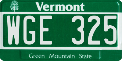 VT license plate WGE325
