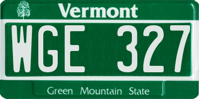 VT license plate WGE327