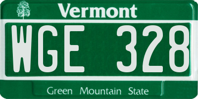 VT license plate WGE328
