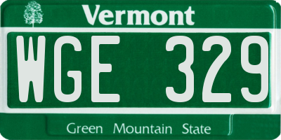 VT license plate WGE329
