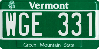 VT license plate WGE331