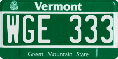 VT license plate WGE333