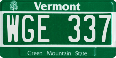 VT license plate WGE337