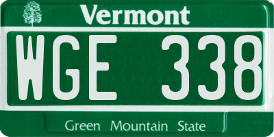 VT license plate WGE338