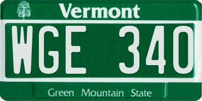 VT license plate WGE340