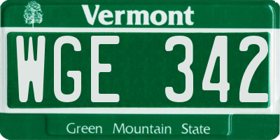 VT license plate WGE342