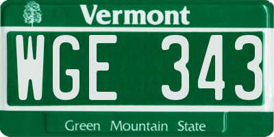 VT license plate WGE343