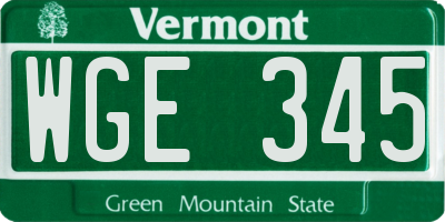 VT license plate WGE345