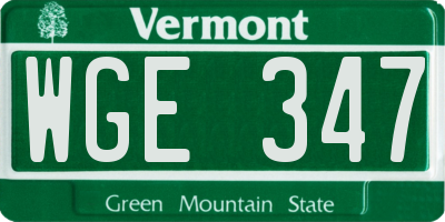 VT license plate WGE347