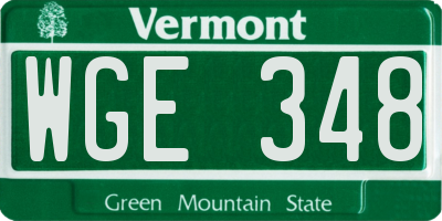 VT license plate WGE348