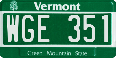 VT license plate WGE351