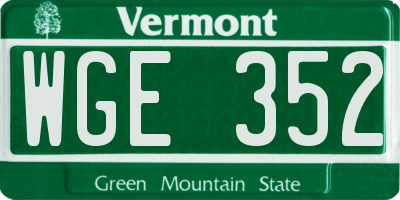 VT license plate WGE352