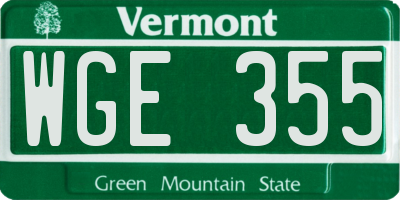 VT license plate WGE355