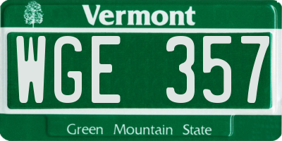 VT license plate WGE357