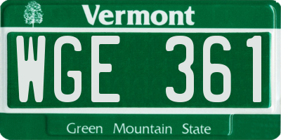 VT license plate WGE361