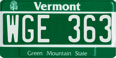 VT license plate WGE363