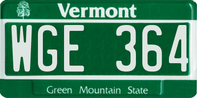VT license plate WGE364