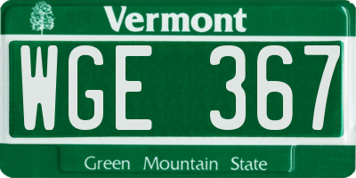 VT license plate WGE367