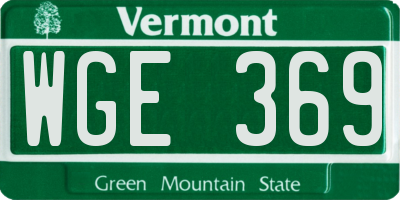 VT license plate WGE369