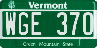 VT license plate WGE370