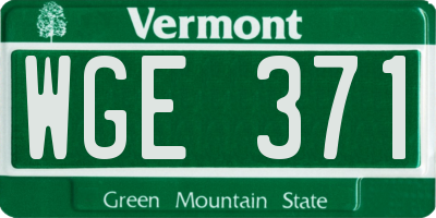 VT license plate WGE371
