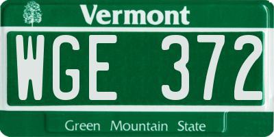 VT license plate WGE372