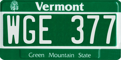 VT license plate WGE377