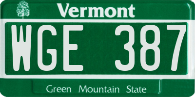 VT license plate WGE387