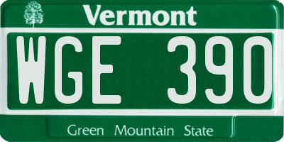 VT license plate WGE390