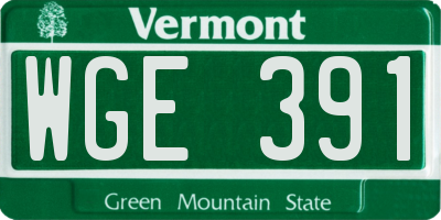 VT license plate WGE391