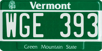 VT license plate WGE393