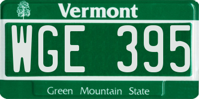 VT license plate WGE395