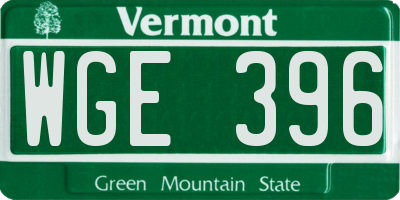 VT license plate WGE396
