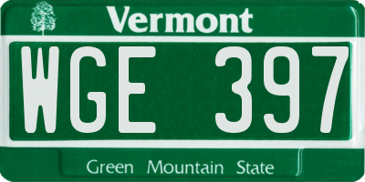 VT license plate WGE397