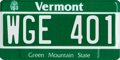 VT license plate WGE401