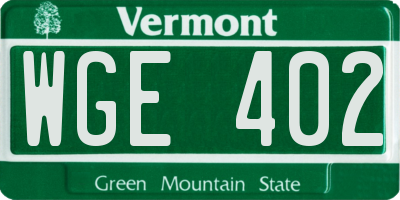 VT license plate WGE402