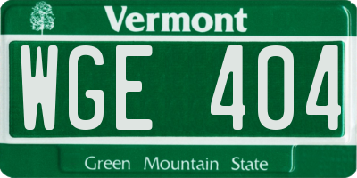 VT license plate WGE404