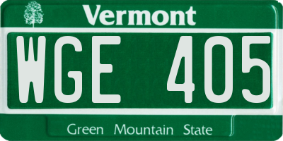VT license plate WGE405
