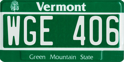 VT license plate WGE406