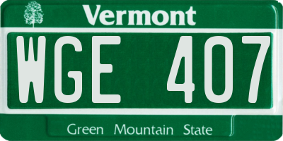 VT license plate WGE407