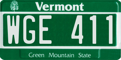 VT license plate WGE411