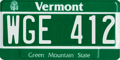 VT license plate WGE412