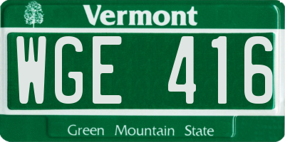 VT license plate WGE416