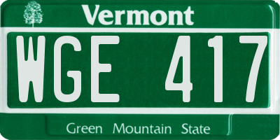 VT license plate WGE417