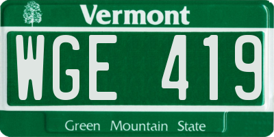 VT license plate WGE419