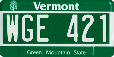 VT license plate WGE421