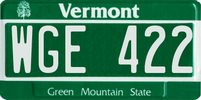 VT license plate WGE422
