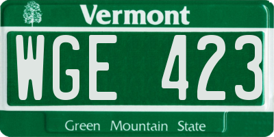 VT license plate WGE423