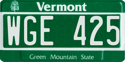 VT license plate WGE425